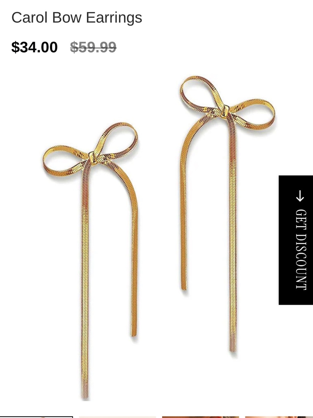 Carol Bow Drop Earrings - Gold Tone